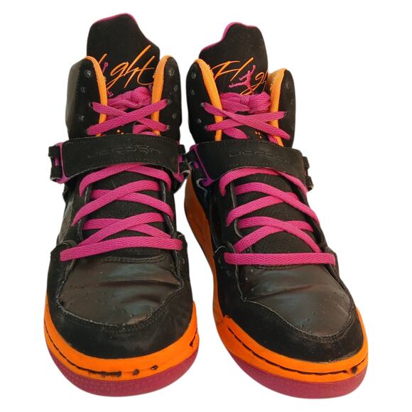 Nike Air Jordan Flight 45 Athletic Sneakers - Black/Orange/Pink - Youth 7 - Picture 3 of 7